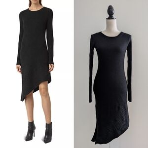 All Saints Keld Asymmetric Ribbed Sweater Wool Dress Sz S